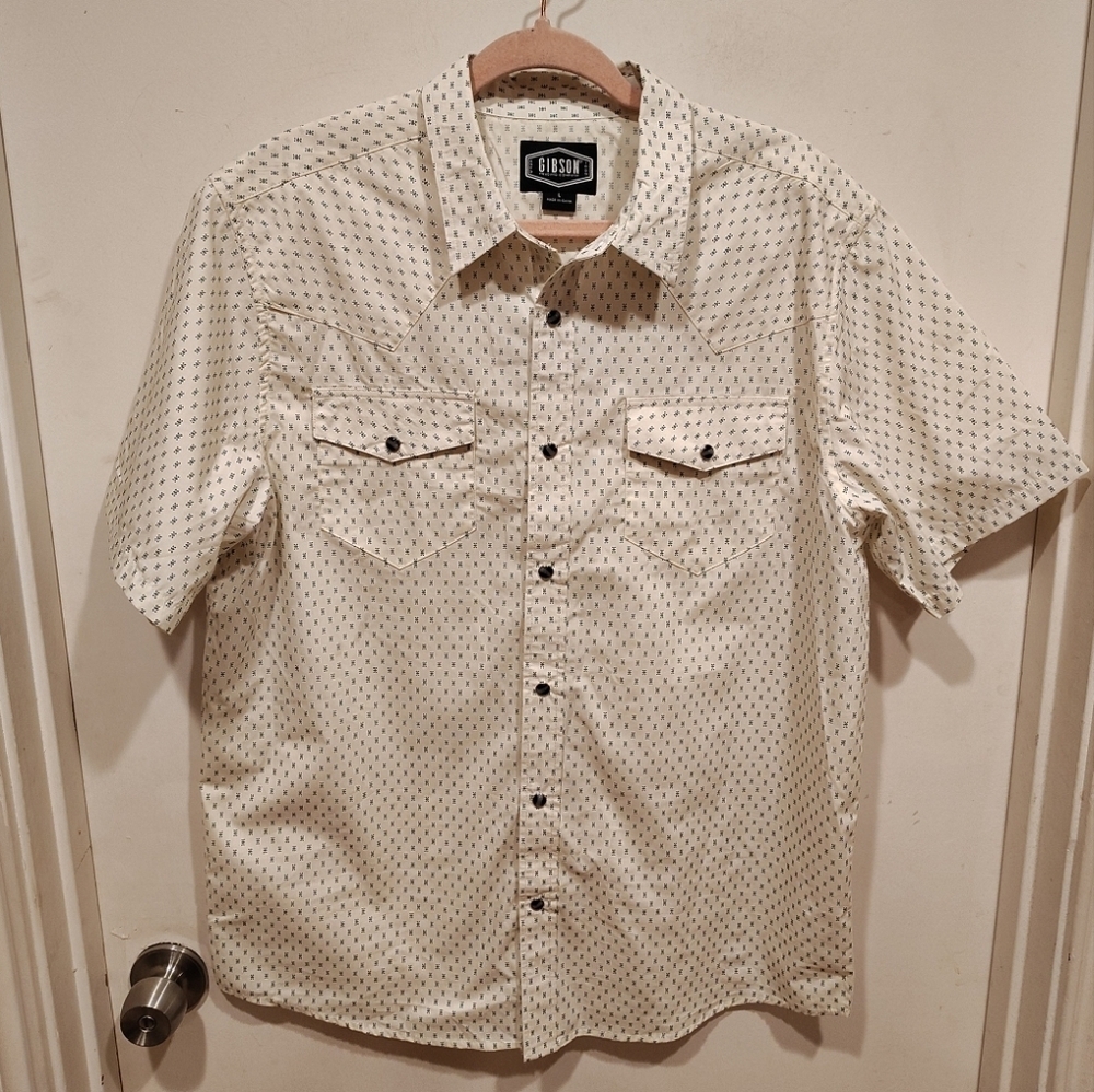 Gibson Trading Company Men's Holden Geo Print Short Sleeve Snap Western Shirt L